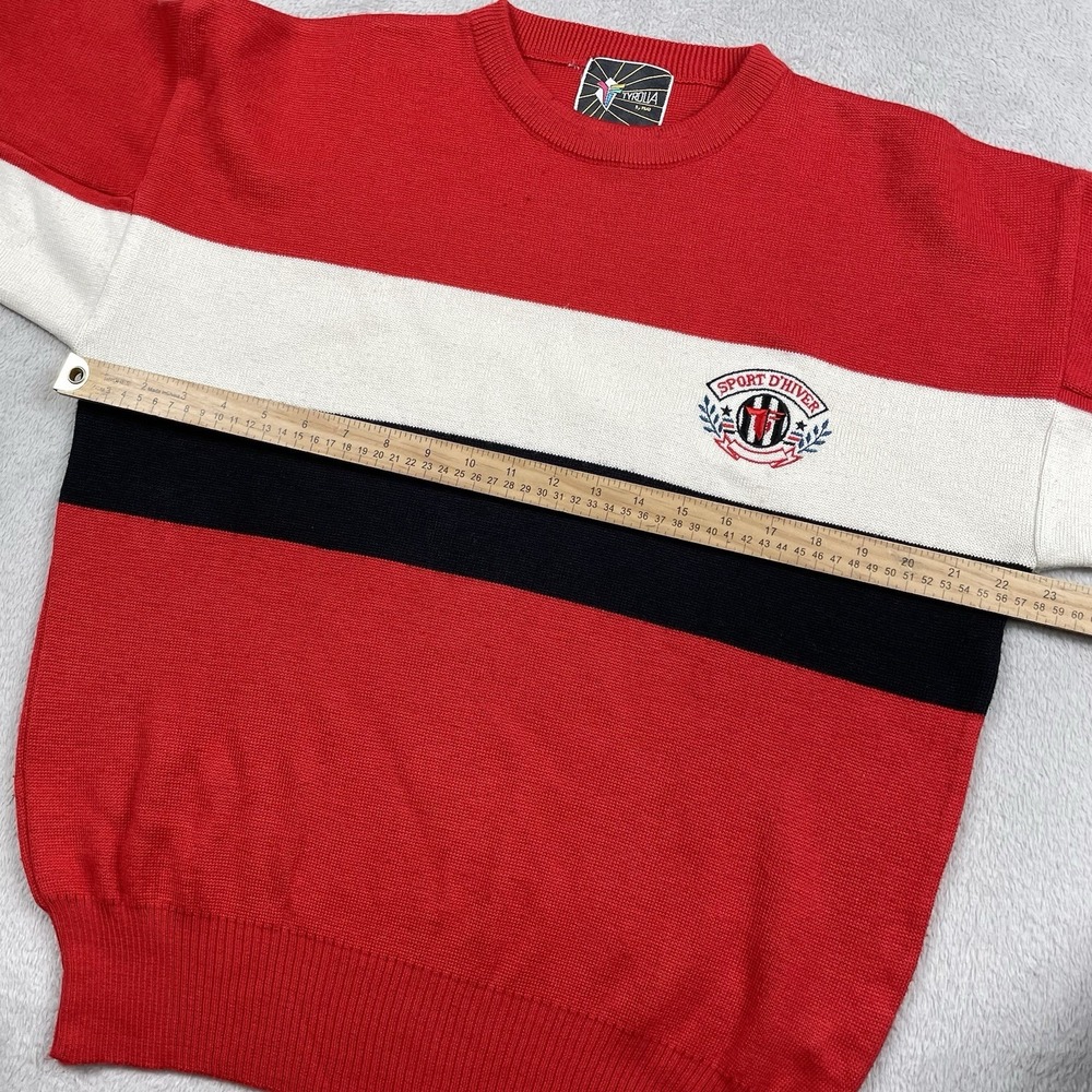 Vintage Tyrolia Sweater Mens Large Red Wool Acrylic Colorblock Ski Winter READ - Picture 5 of 10